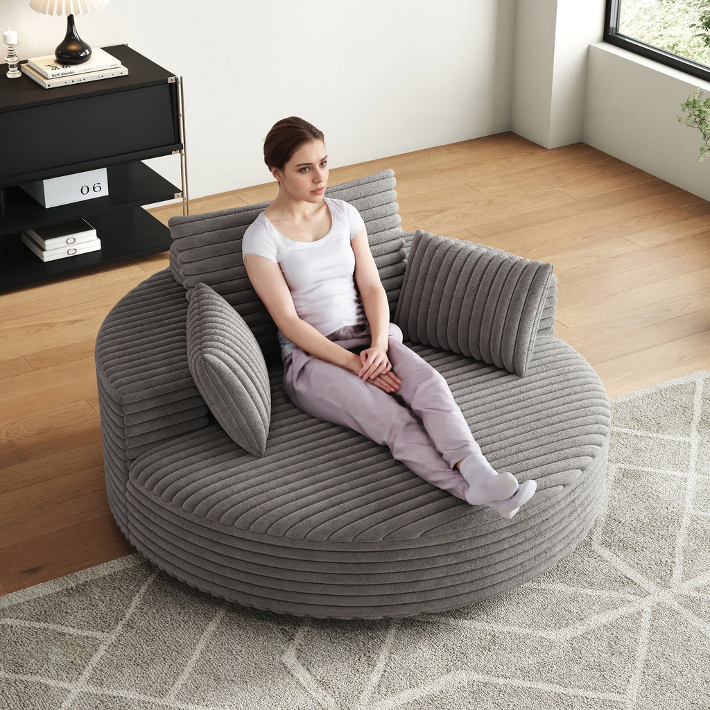 Einzelsessel mit Cord-Chenille-Bezug und Schaumstoffpolsterung, drehbar