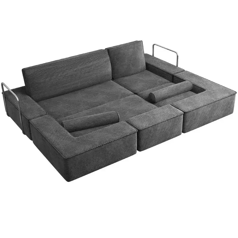 Canapé modulable convertible Cloud, confortable, en velours côtelé, avec assise profonde et coussins hauts, facile à monter