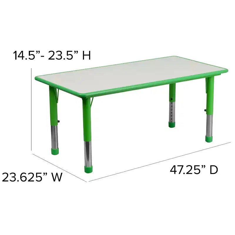 Ensemble table d’activités rectangulaire réglable en hauteur en plastique Emma and Oliver, 23.625W x 47.25L, avec 6 chaises