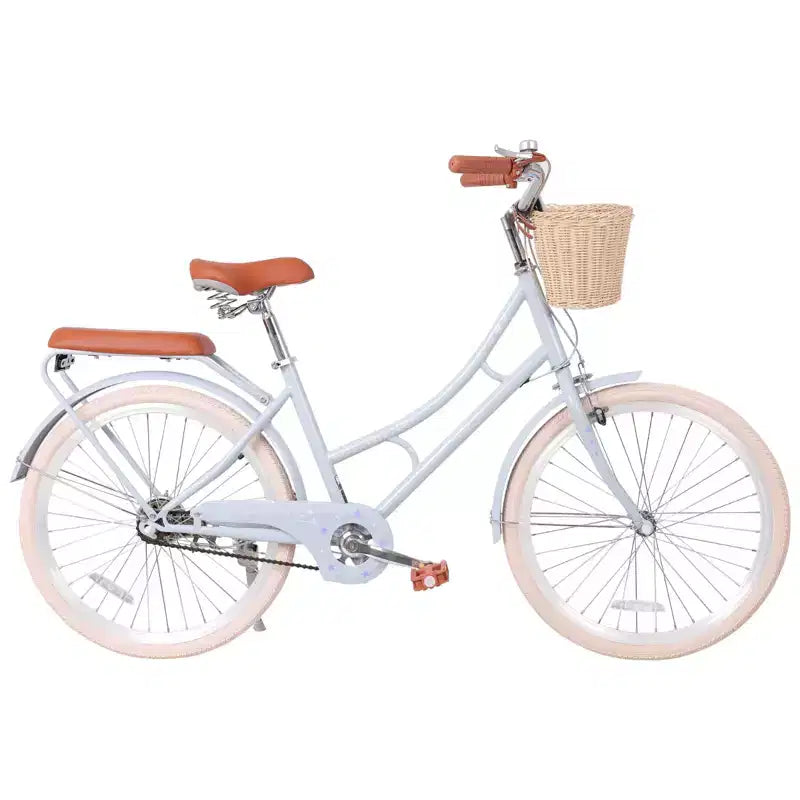 Vélo de plage NAYSAYE pour femme avec panier avant et cadre robuste, idéal pour les trajets urbains confortables en plein air, bleu, 63.98*24.53*38.82
