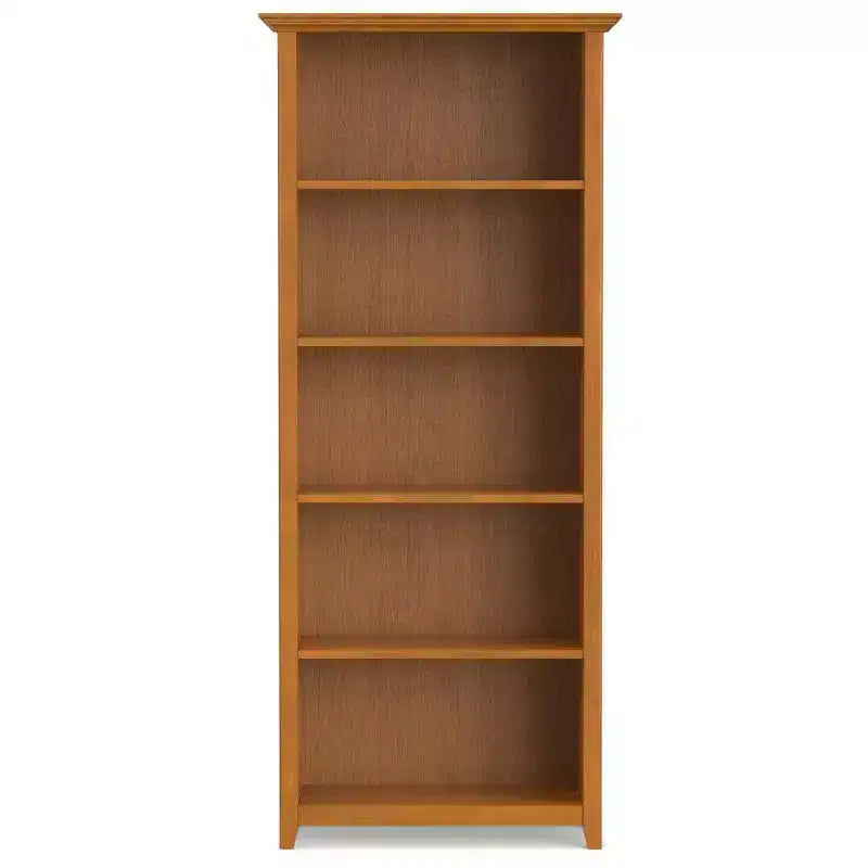70-Zoll-Bücherregal aus massivem Holz mit fünf Fächern - lackierte Kiefer, 4 verstellbare Einlegeböden