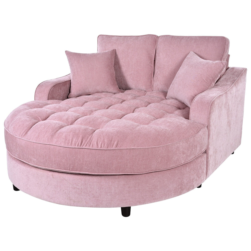Chaiselongue-Schlafsofa aus Chenille, gepolstertes Sofa mit gesteppter Rückenlehne und 2 abnehmbaren Kissen für das Wohnzimmer