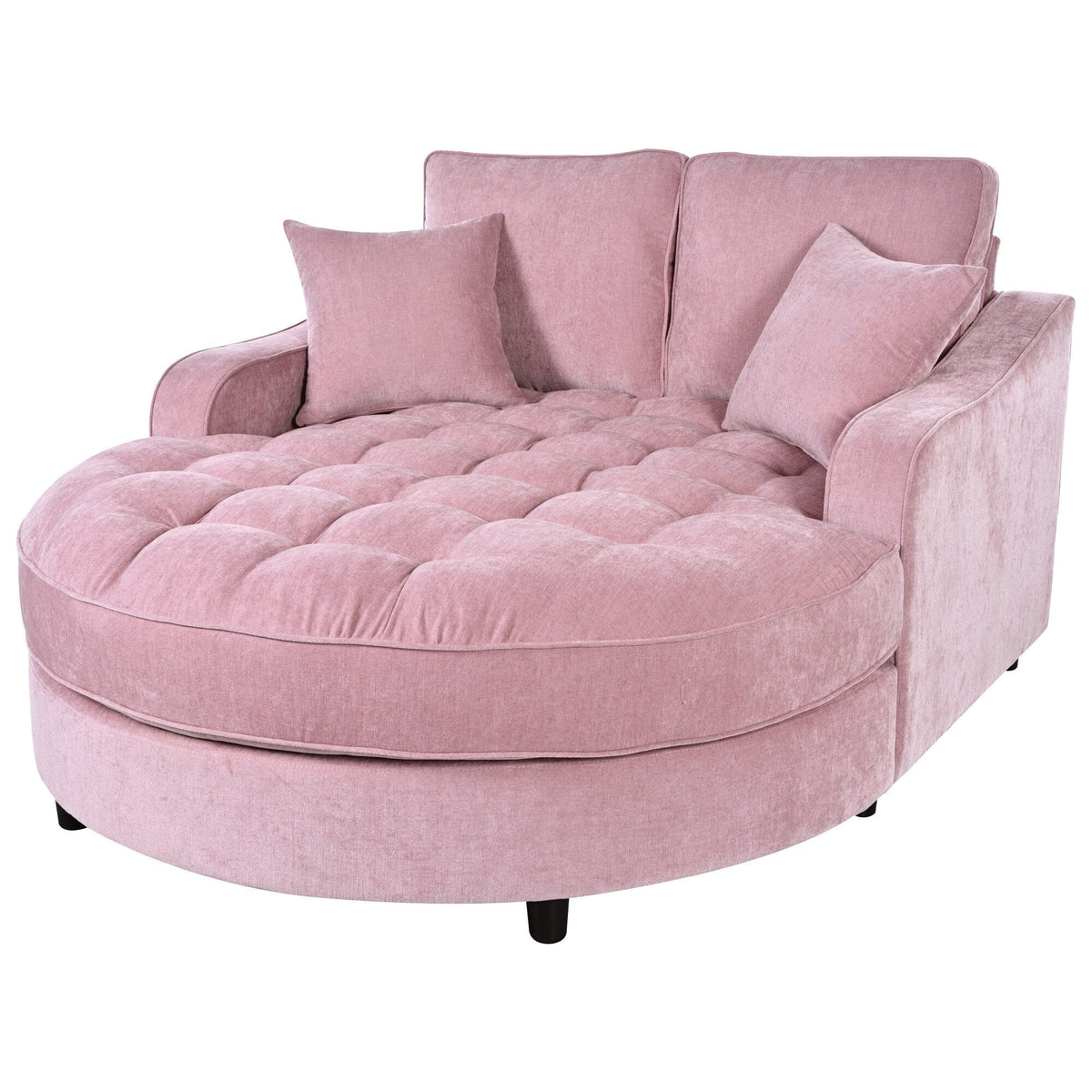 Chaiselongue-Schlafsofa aus Chenille, gepolstertes Sofa mit gesteppter Rückenlehne und 2 abnehmbaren Kissen für das Wohnzimmer