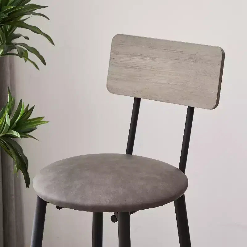 Ensemble de salle à manger 5 pièces, table haute avec 4 tabourets rembourrés, dossier en bois et repose-pieds en anneau, pour salon, bureau ou salle à manger