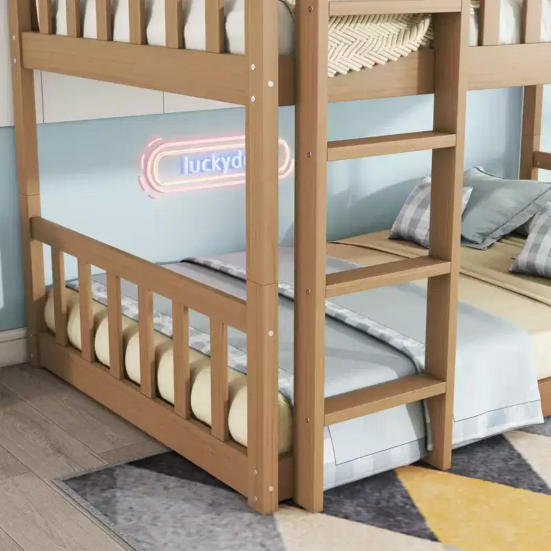 Letto a castello triplo per bambini, con tre letti singoli sovrapposti e separabili, scala e spondine, convertibile in 3 letti
