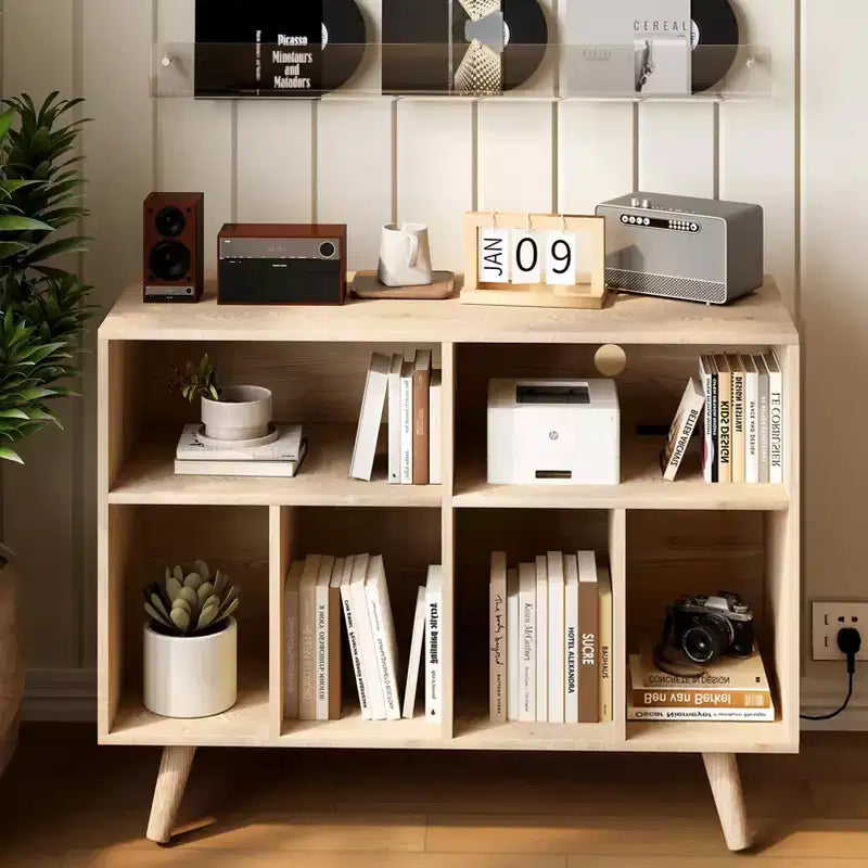 COZONY platenspelermeubel met vinylopslag, decoratieve boekenkast en platenspelerstandaard van 39.5, geschikt voor maximaal 350 platen, voor de woonkamer