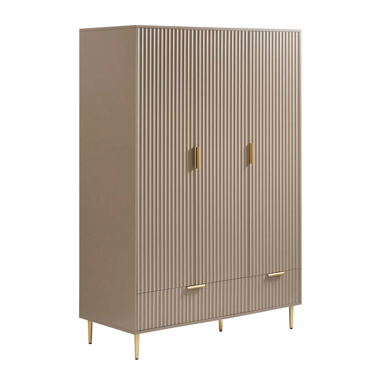 Armoire à 3 portes avec tiroirs - Taupe