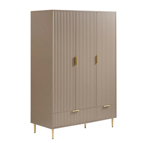 Armoire à 3 portes avec tiroirs - Taupe