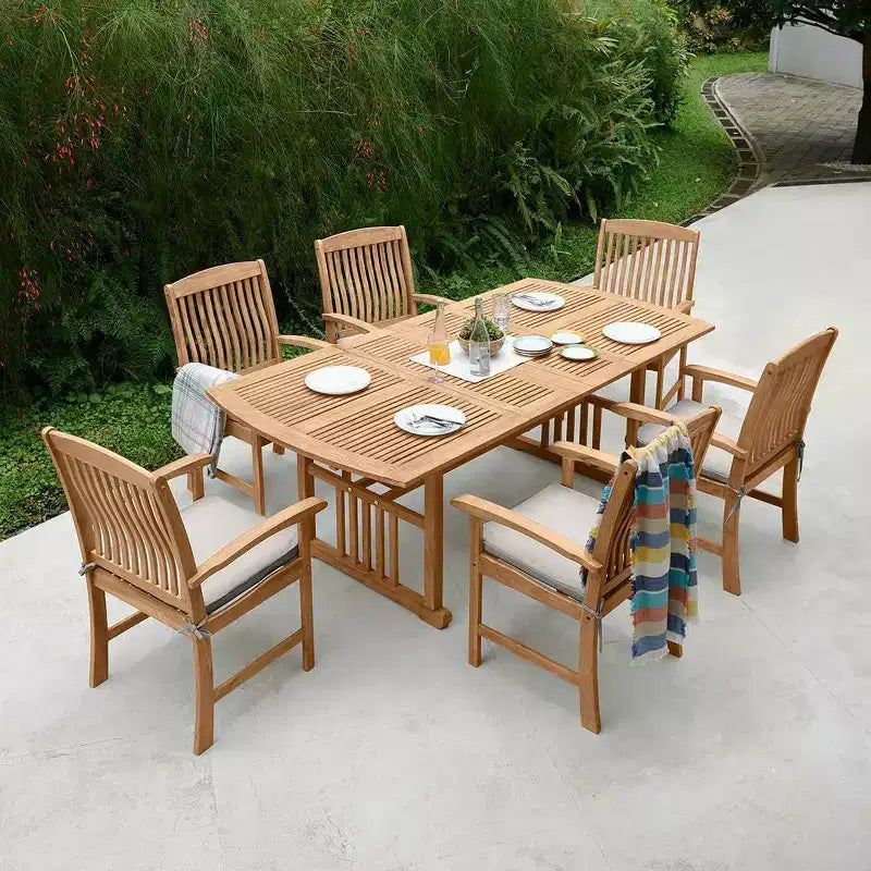 Sonoma Lane Merkel 7-delige teakhouten tuinset met kussens