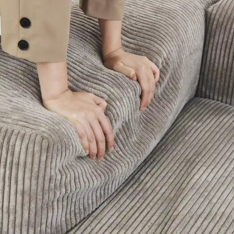 Canapé modulable d’angle de 141.73, canapé en velours côtelé en U avec poufs