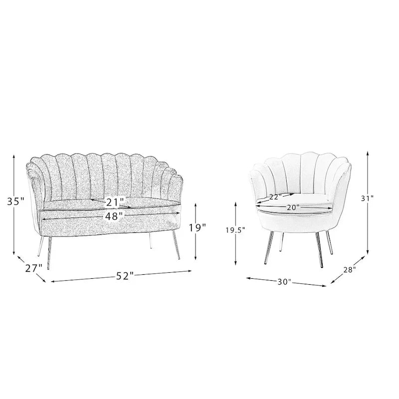 Ensemble de salon Xabier 52 in. 3 pièces de HULALA HOME