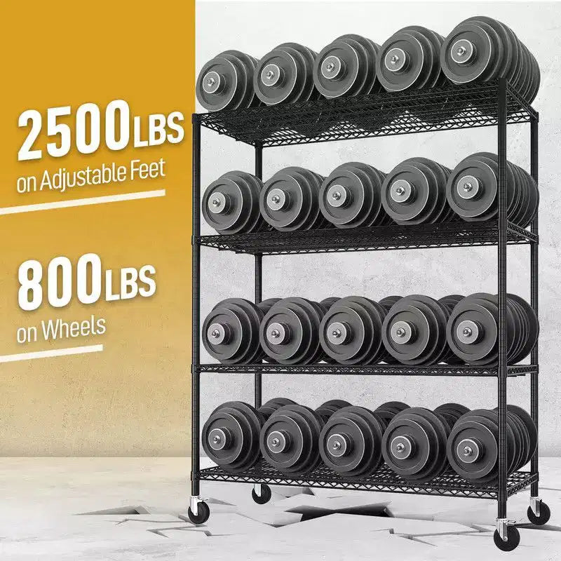 Robustes Metallregal mit verstellbaren Gitterböden und Rollen, 2500LBS, NSF