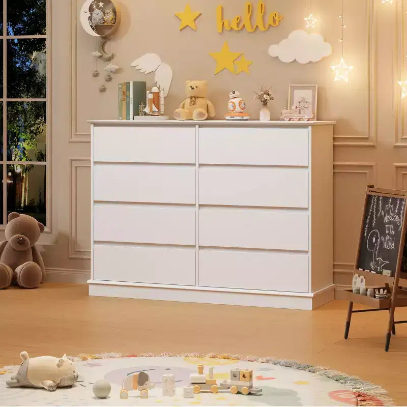 Moderne ladekast voor de slaapkamer met 8 lades, houten opbergmeubel voor de kledingkast, brede ladekast