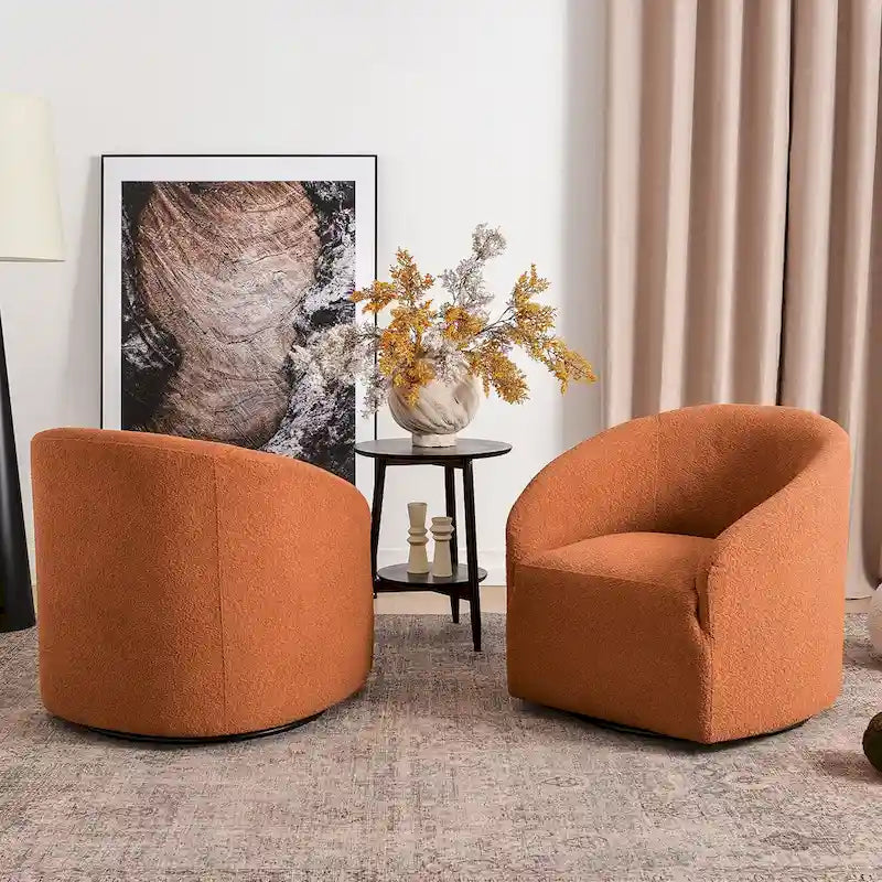 Fauteuil pivotant tonneau KINWELL 32 W rembourré en bouclé (lot de 2)