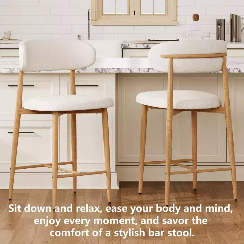 Tabouret de bar à hauteur de comptoir avec assise rembourrée et pieds en métal, chaise moderne de cuisine de 26.3