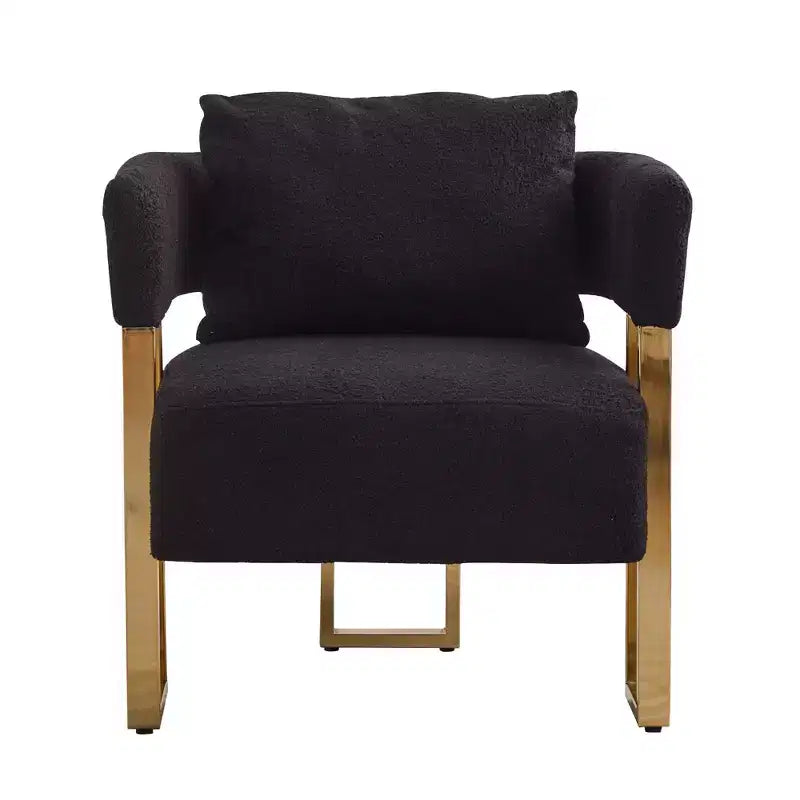 Set van 2 moderne gestoffeerde fauteuils met gouden metalen poten voor woonkamer, slaapkamer of kantoor