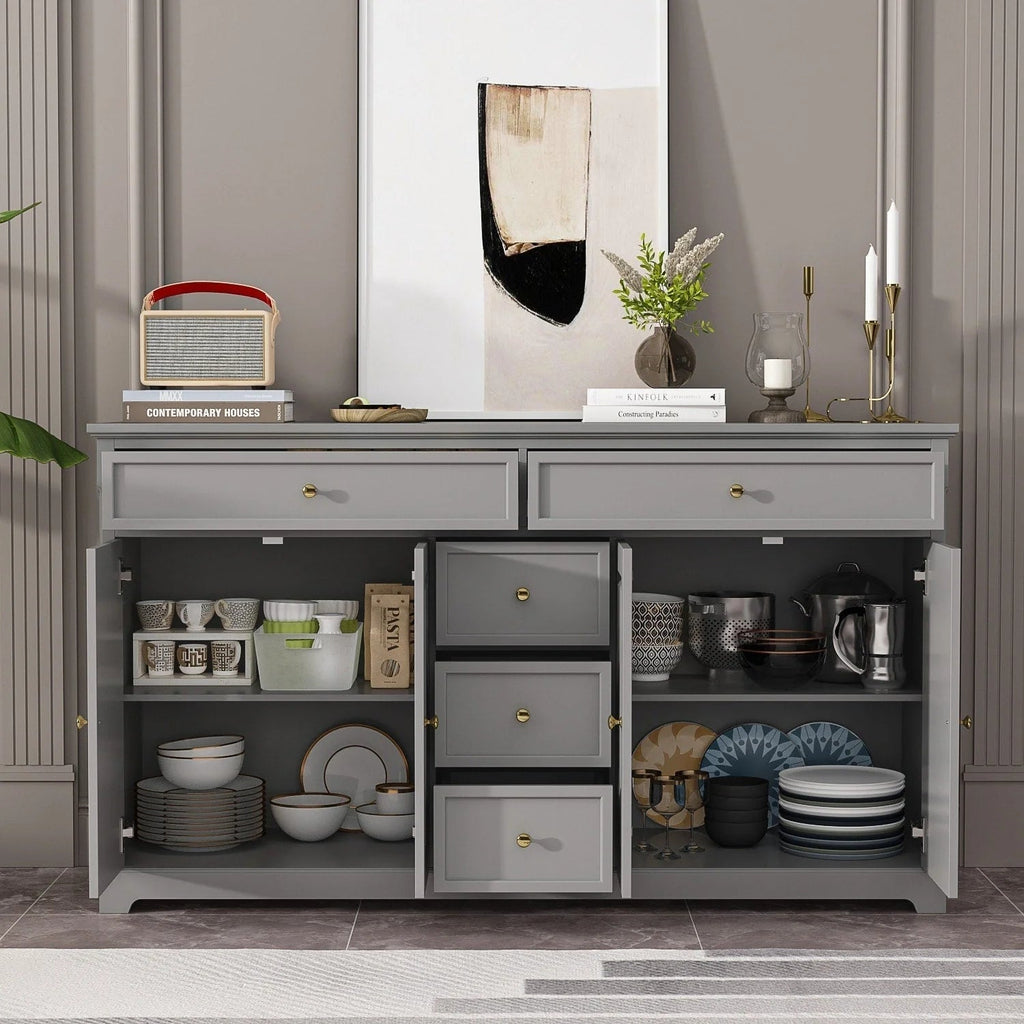 Buffet blanc à portes et tiroirs de 59.1, style moderne du milieu du siècle, laqué contemporain