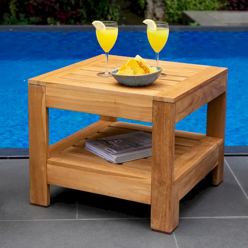Cambridge Casual Logan 3-teiliges Teakholz-Set für draußen mit Sunbrella-Kissen