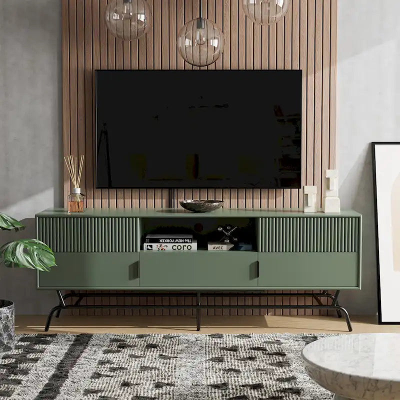 DH BASIC moderner Medien-Schrank mit 3 Schubladen und TV-Ständer, 60 Zoll, mit Kabeldurchführung von Denhour