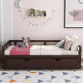 Okak Tagesbett in Einzelbettgröße mit ausziehbarem Design, Gästebett-Auszug/Schubladen und Sicherheitsgittern, Massivholz-Bettgestell für Jugendliche und Erwachsene