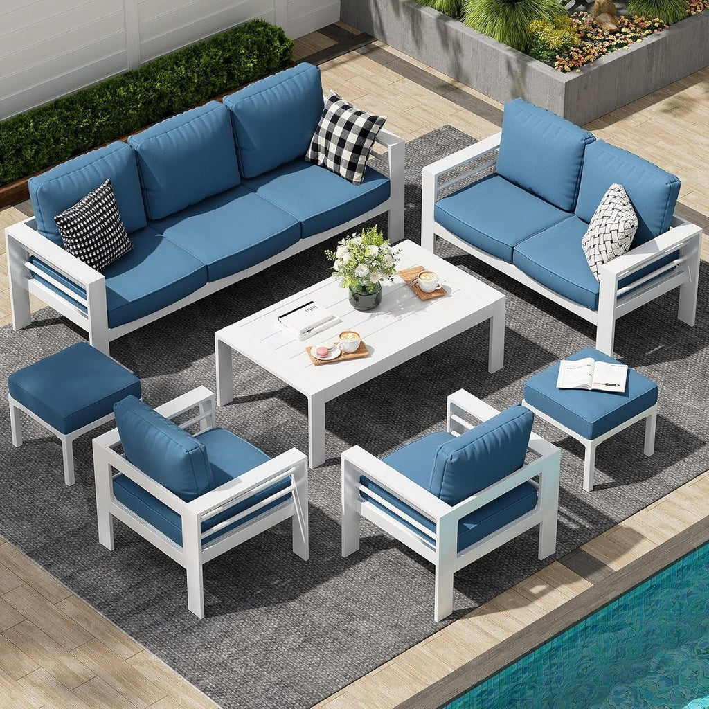Ensemble de mobilier de jardin en aluminium AECOJOY de 7 pièces, salon de jardin