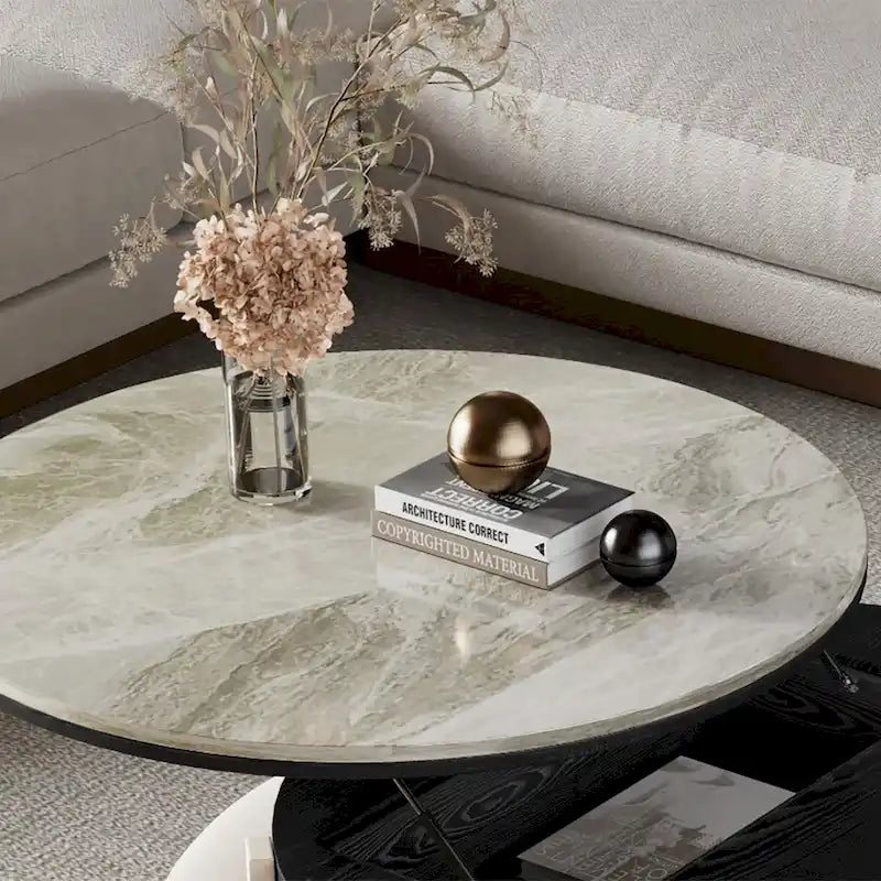 Table basse moderne de 31.5, table basse à plateau relevable avec 3 poufs, noire - 31.5 X 31.5