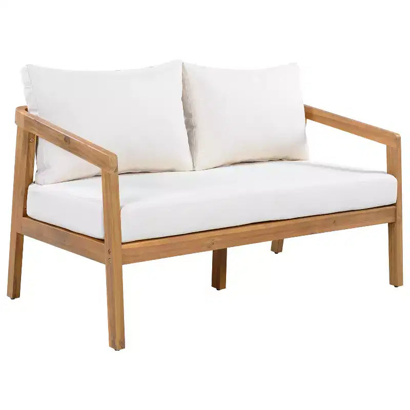 Ensemble de sièges moderne Sunny de Christopher Knight Home, 5 pièces en acacia, avec table rectangulaire à lattes et 7 places