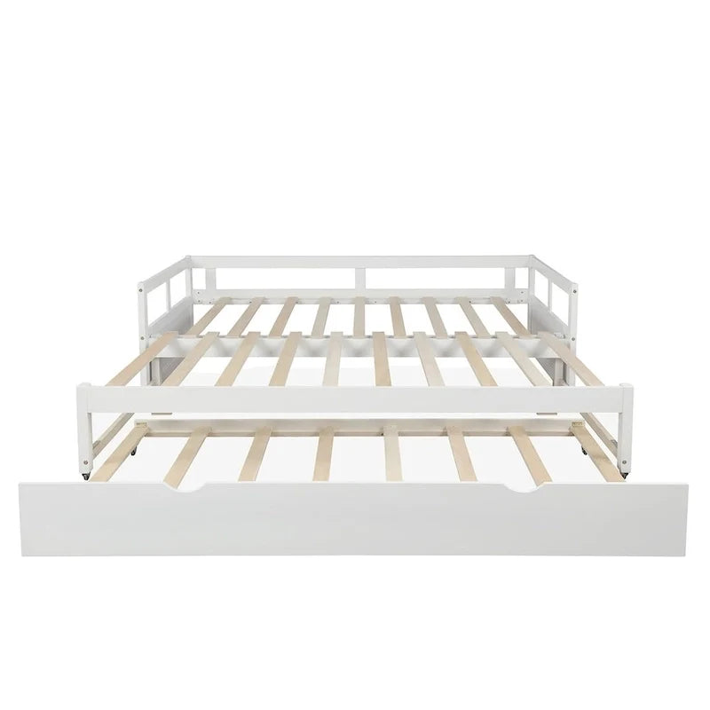 Ausziehbares Tagesbett mit Ausziehbett, Holztagesbett mit Ausziehbett