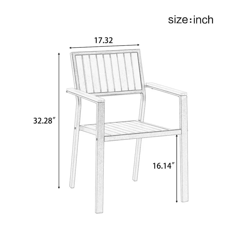 7-delige uitschuifbare eethoek voor buiten met uitschuifbare tafel en 6 stoelen met armleuningen