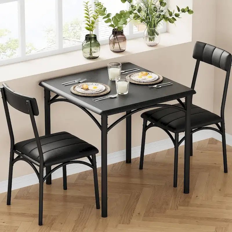 Keuken- en eettafelset voor 2 personen met gestoffeerde stoelen