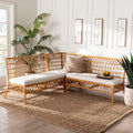 Capella moderne bohemian eethoekset van honingkleurig rotan, 3-delig