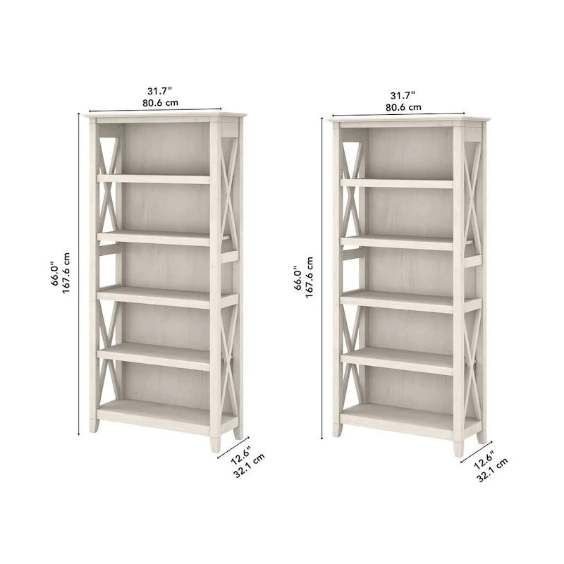Boekenkast met 5 planken uit de Key West-serie van Bush Furniture