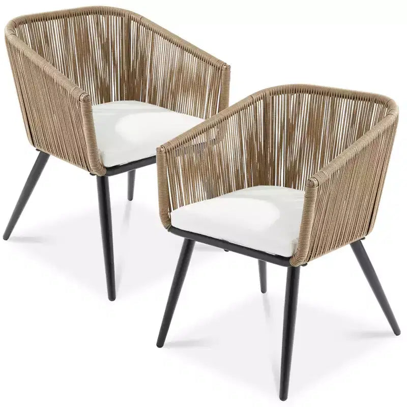 Best Choice Products Set aus 2 Garten-Esszimmerstühlen mit geflochtenem Korbgeflecht, Belastbarkeit 250lb