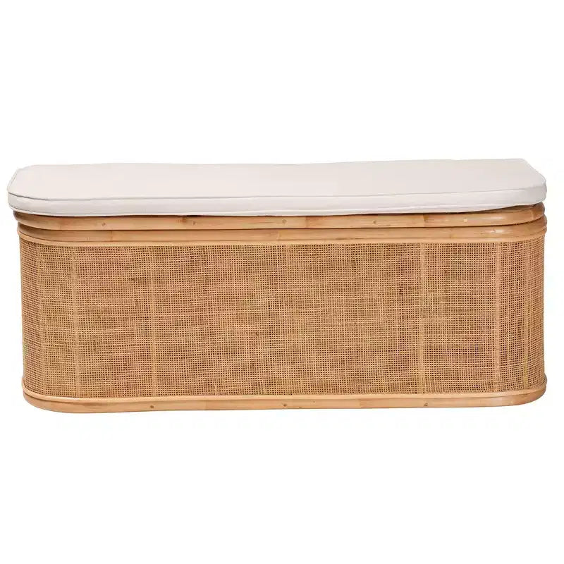 Panca contenitore in rattan naturale bali & pari Ishana Natural/White: imbottitura in poliestere, struttura in compensato, non richiede montaggio