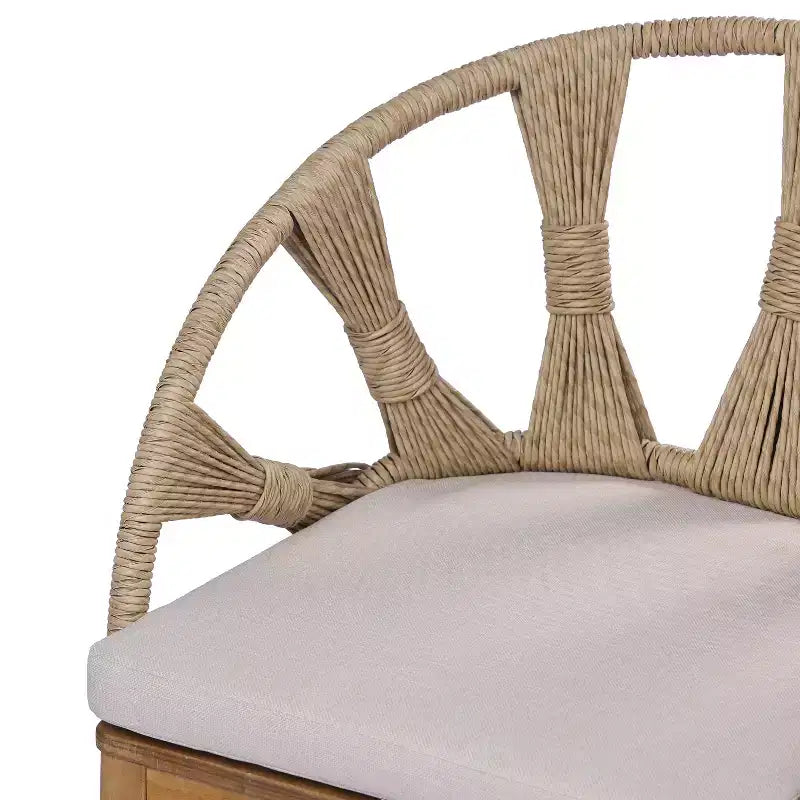 Christopher Knight Home Ferb 7-teiliges Boho-Essgruppe für draußen aus Akazienholz und Korbgeflecht mit Polstern