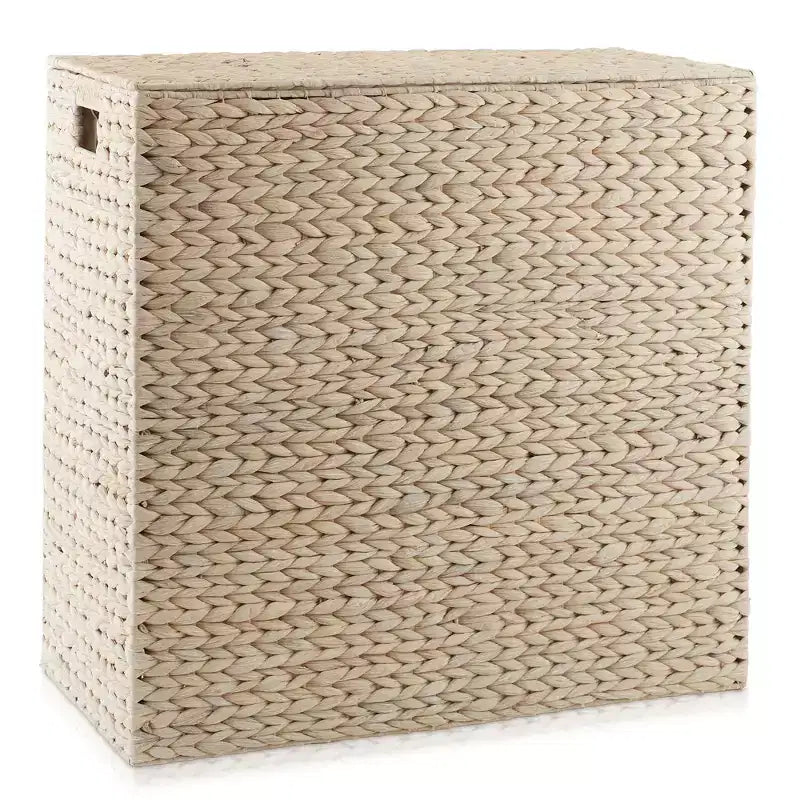 Panier à linge Casafield à 2 compartiments avec couvercle et sacs doublure amovibles, panier de tri tressé en jacinthe d’eau pour vêtements