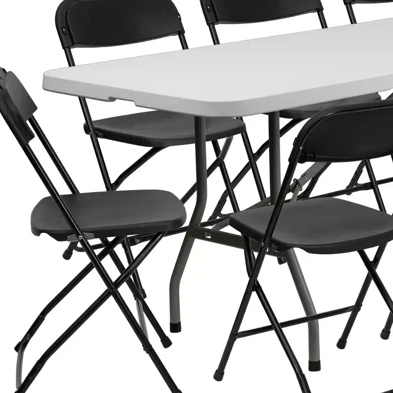 Emma and Oliver set met 8 witte kunststof bi-fold klaptafels voor evenementen/trainingen en 10 klapstoelen
