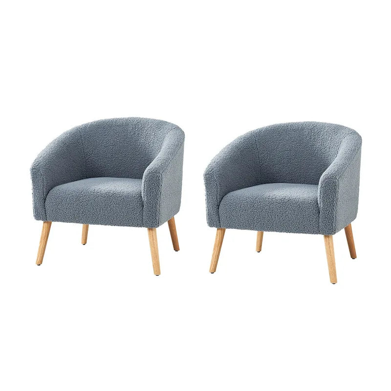 Sheila Moderner 30 W Bouclé-Sessel mit Beinen aus Massivholz, 2er-Set von HULALA HOME