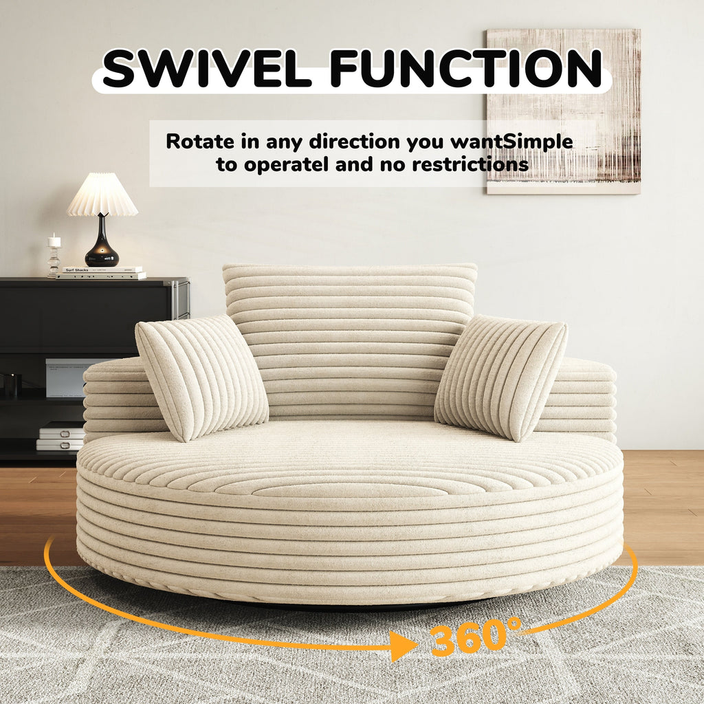 Einzelsessel mit Cord-Chenille-Bezug und Schaumstoffpolsterung, drehbar