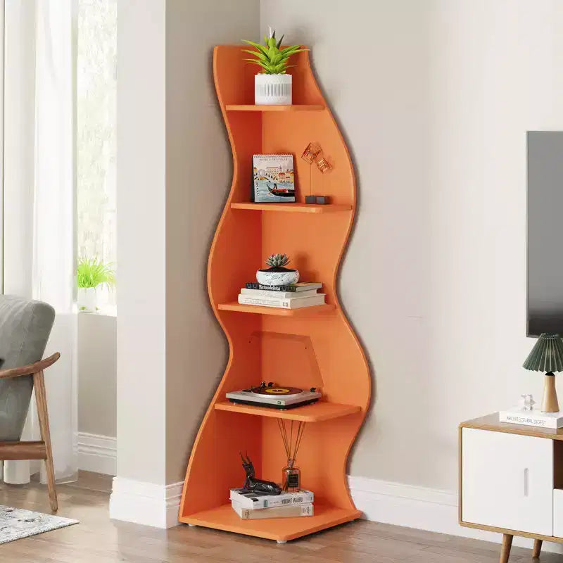 Libreria angolare da parete a 5 ripiani a forma di erba marina