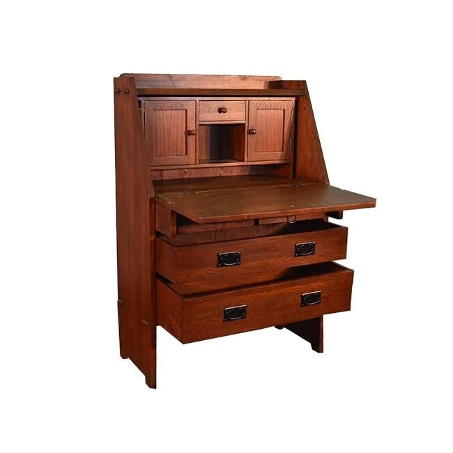 Bureau secrétaire Arts and Crafts Mission en chêne massif