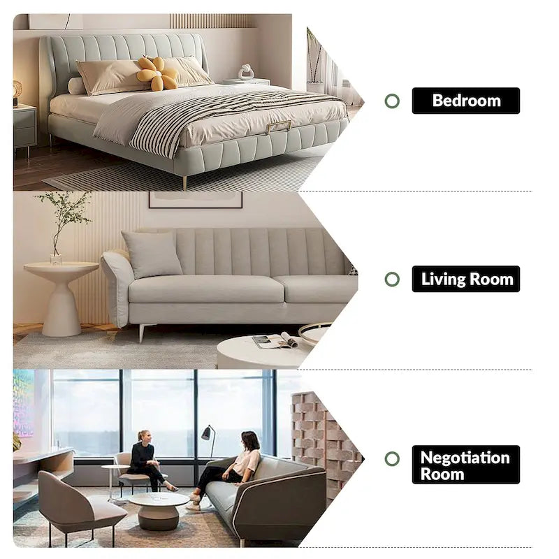 Balvino Sofa mit 81 cm Breite, im Übergangsstil, aus echtem Leder, mit gerollten Armlehnen, Nagelkopfbesatz und abnehmbaren Kissen