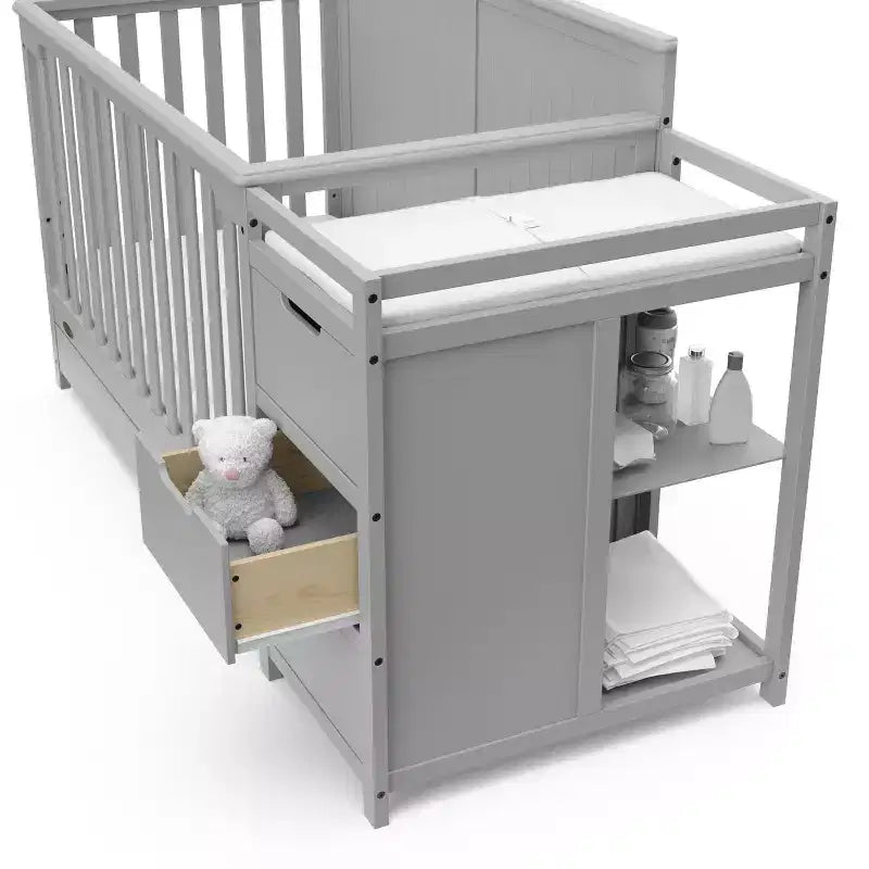 Lit de bébé convertible 5 en 1 avec table à langer et tiroir