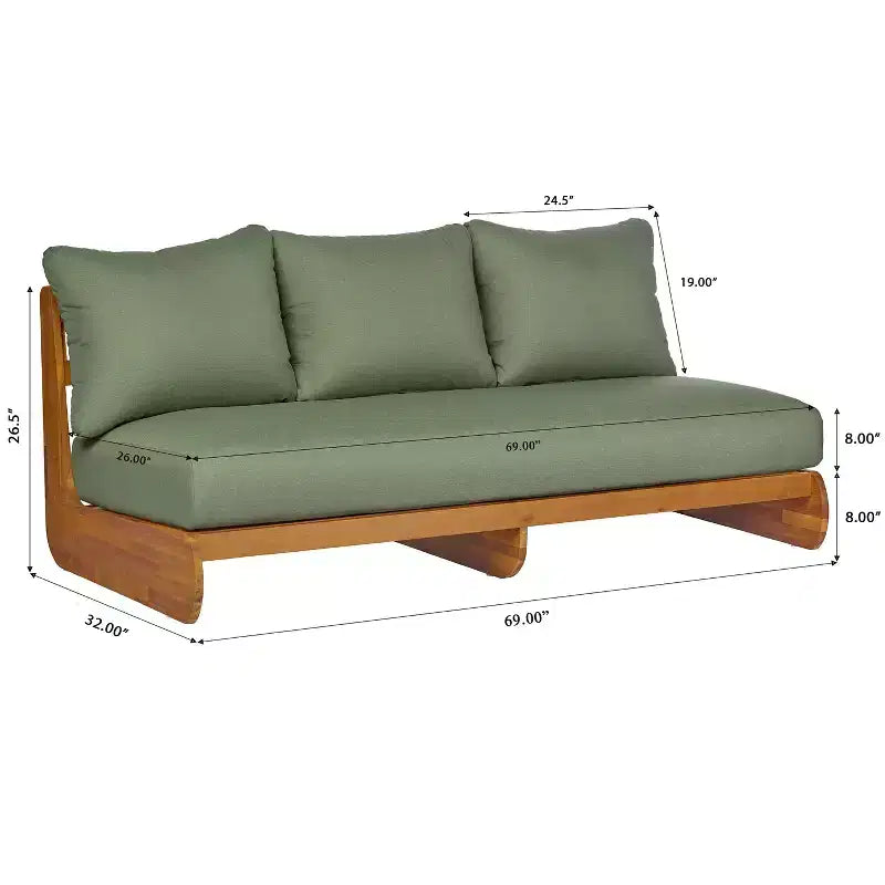 Christopher Knight Home Tavriel moderne Sitzgruppe im Mid-Century-Stil für die Terrasse aus Akazienholz mit 5 Sitzplätzen und dicken Kissen, Tisch nicht enthalten