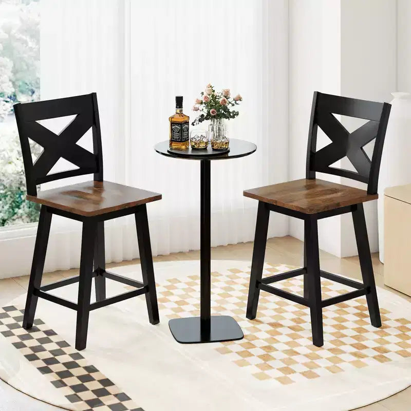 Ensemble de 4 tabourets de bar pivotants Costway 24, avec dossier, grande assise et repose-pieds, pour îlot de cuisine