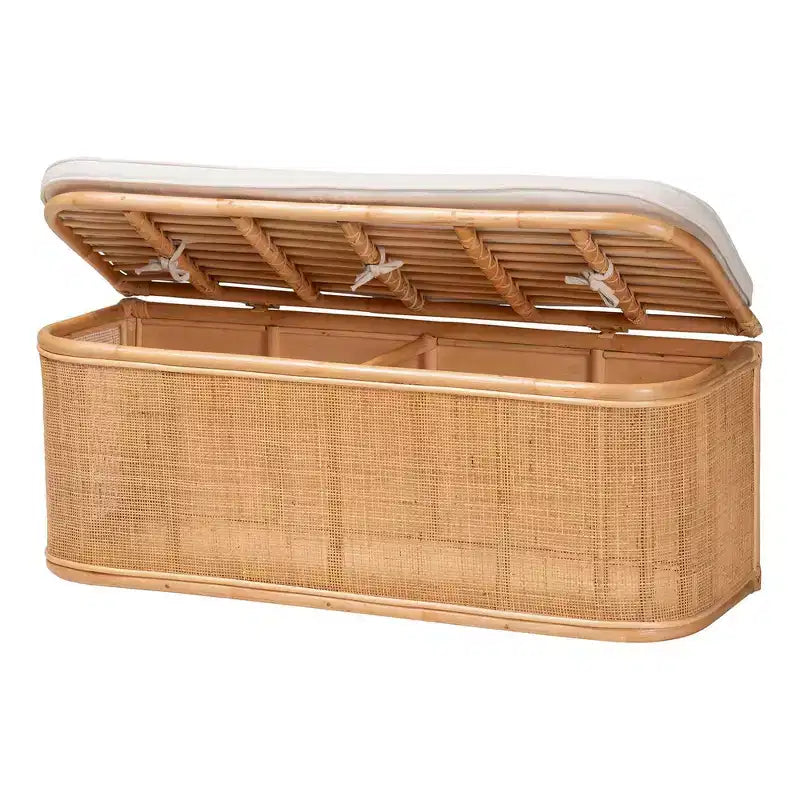 Panca contenitore in rattan naturale bali & pari Ishana Natural/White: imbottitura in poliestere, struttura in compensato, non richiede montaggio