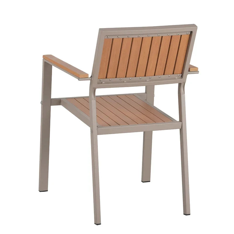7-delige uitschuifbare eethoek voor buiten met uitschuifbare tafel en 6 stoelen met armleuningen