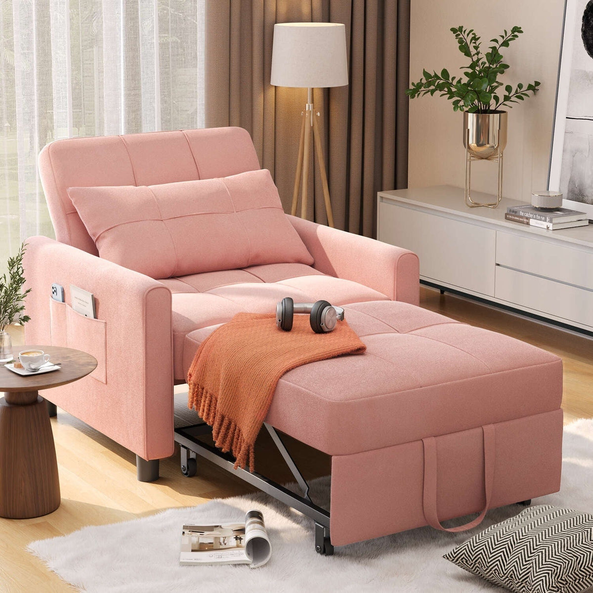 Canapé-lit convertible 3 en 1 avec réglage ajustable, fauteuil-canapé avec lit escamotable, lit pliant convertible pour le salon
