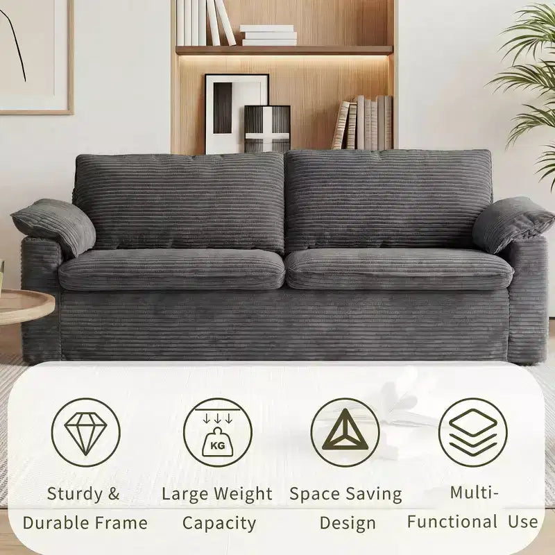Divanetto a due posti Dyonery 86 Cloud, seduta profonda e cuscini con braccioli larghi, struttura robusta, design ergonomico traspirante