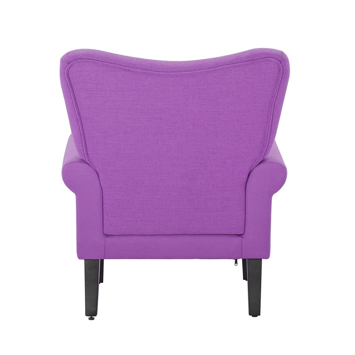 Erommy moderne fauteuil, fauteuil met hoge rugleuning, gestoffeerde eenzitsbank met knopen en houten poten voor de woonkamer